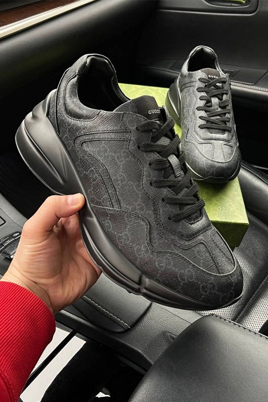 Кожаные кроссовки Gucci GG Rhyton - Grey