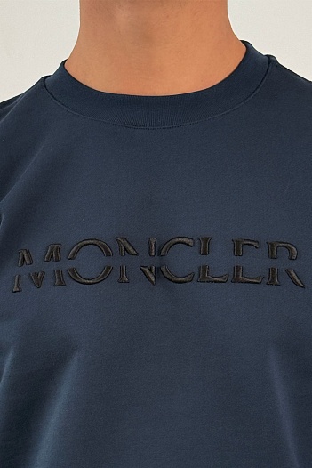 Тёмно-синий оверсайз свитшот Moncler logo-embroidered   