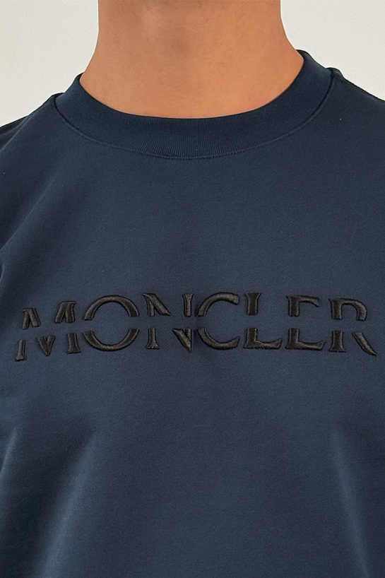 Тёмно-синий оверсайз свитшот Moncler logo-embroidered