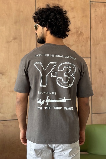 Мужская серая футболка Y-3 Yohji Yamamoto   