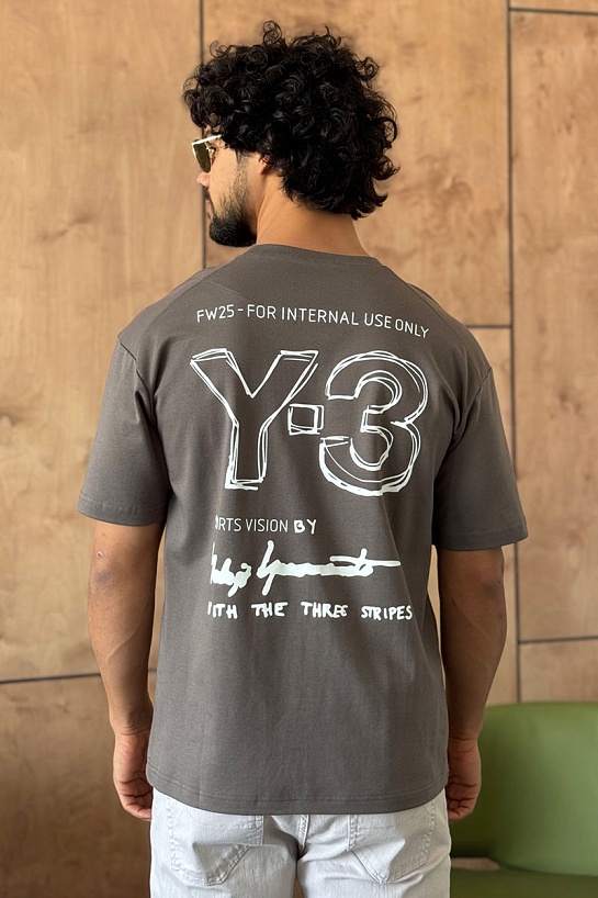 Мужская серая футболка Y-3 Yohji Yamamoto