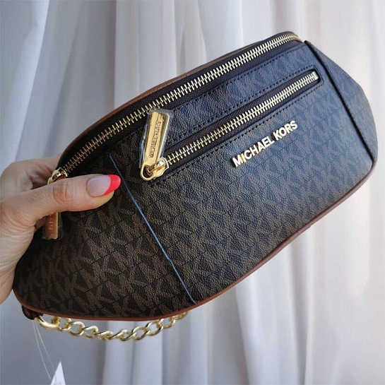 Кожаная поясная сумка Michael Kors Mott 33x16 см - Brown