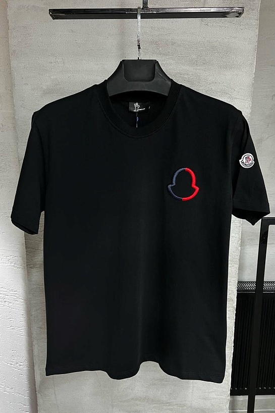 Футболка чёрного цвета Moncler logo-embroidered