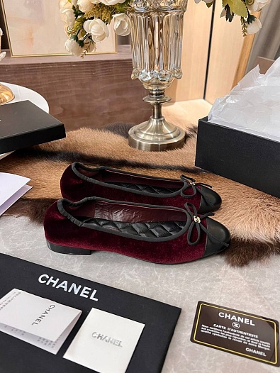 Женские балетки Chanel Flats - Black / Red   