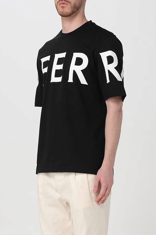 Мужская чёрная футболка Ferragamo logo-print