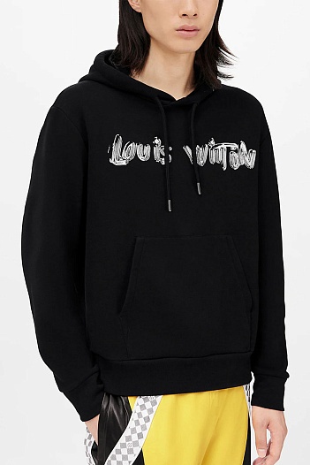 Мужское чёрное худи Louis Vuitton graphic-print   