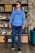 Мужская синяя кофта Dior logo-embroidered