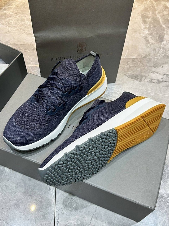 Текстильные кроссовки Brunello Cucinelli синего цвета