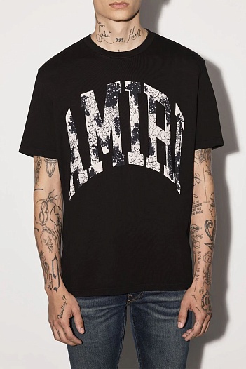Мужская чёрная футболка Amiri Collegiate logo-print   