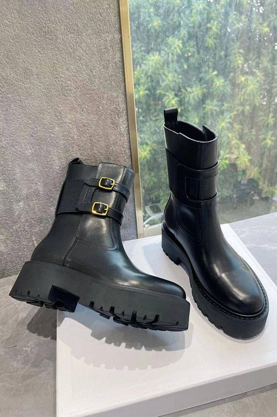 Женские чёрные кожаные ботинки Celine