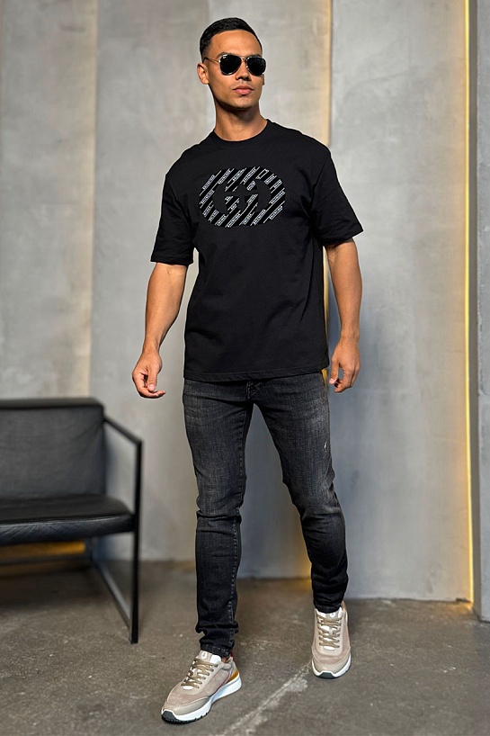 Чёрная оверсайз футболка Gucci x Balenciaga Collaboration