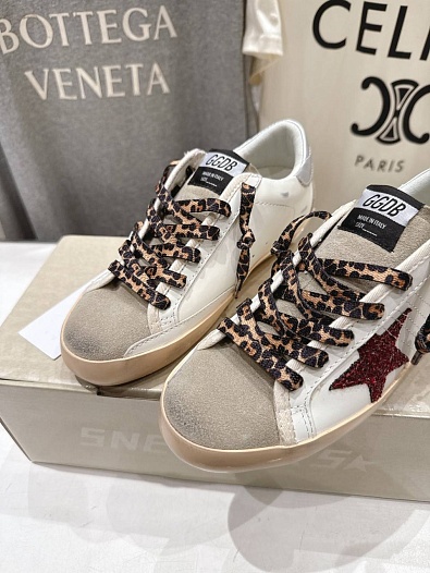 Женские кожаные кроссовки Golden Goose Super Star premium   