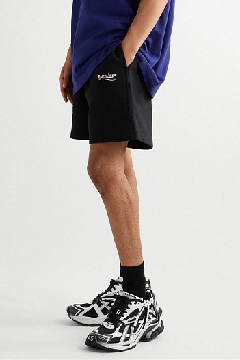 Чёрные мужские шорты Balenciaga Political Campaign logo   