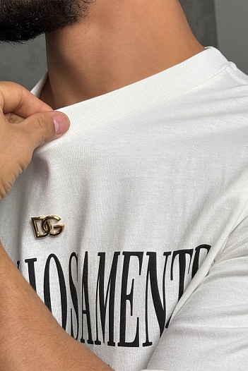 Белая оверсайз футболка Dolce&Gabbana logo-plaque   