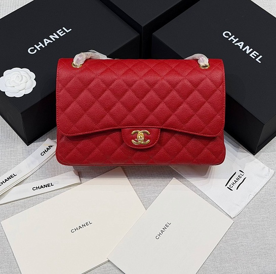 Кожаная сумка Chanel Classic Flap premium 30x20x9 см (8 расцветок)
