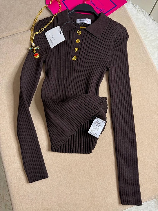 Женское поло с длинным рукавом Schiaparelli premium - Brown