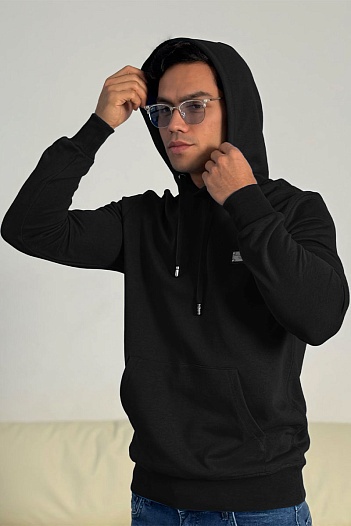 Мужское чёрное худи Dolce & Gabbana logo-plaque   