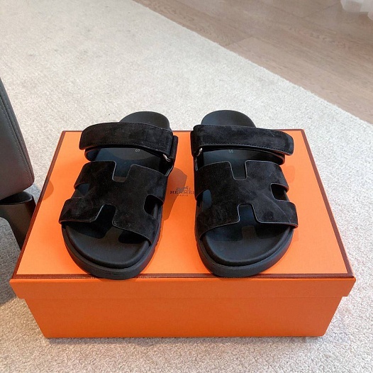 Женские сандалии Hermes Premium - Black   