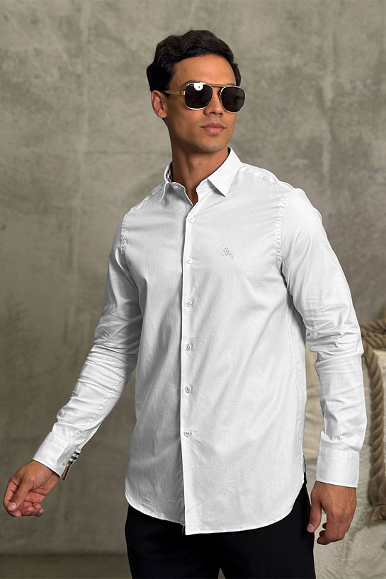 Мужская рубашка Burberry logo-embroidered - White