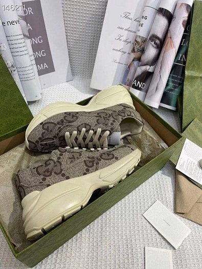 Женские кроссовки GG Gucci Rhyton - Brown   