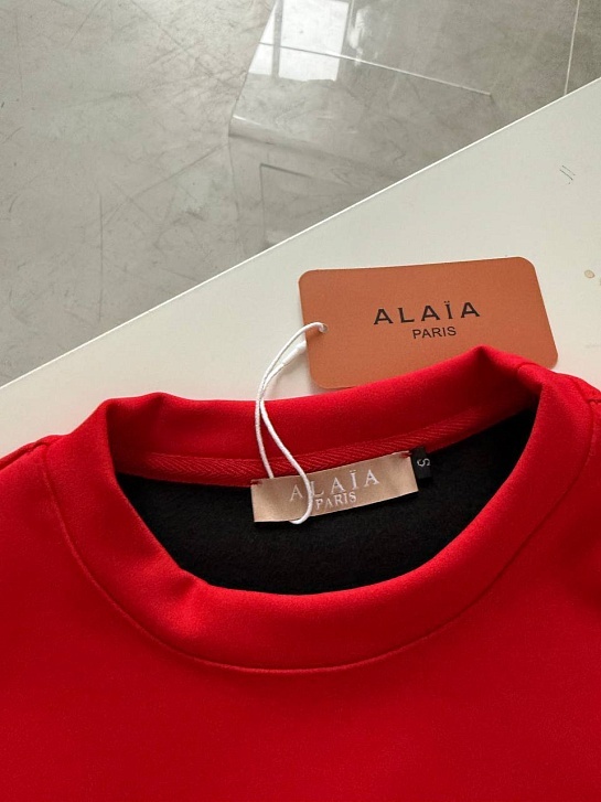 Женский лонгслив на флисе красного цвета Alaia