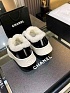 Женские кожаные кроссовки с мехом Chanel premium - Black