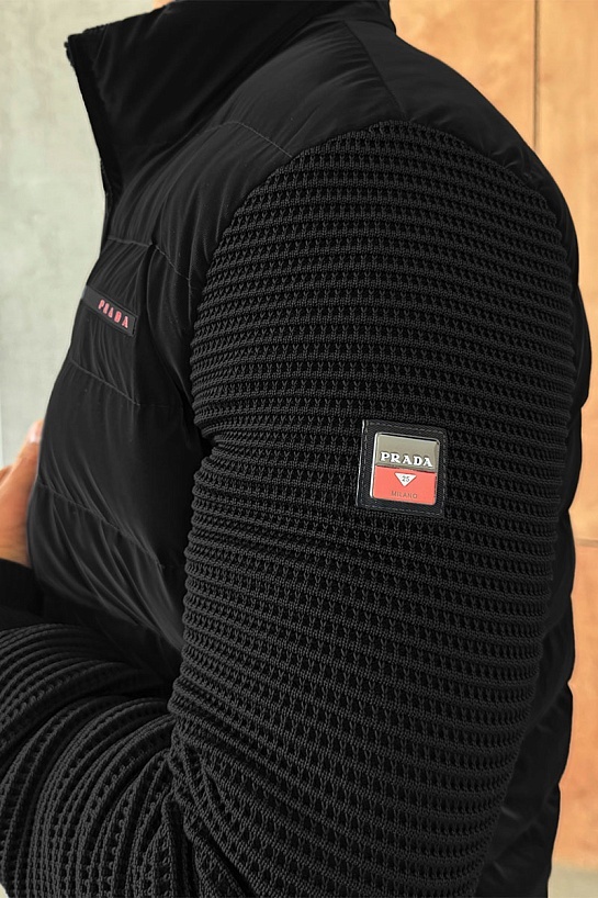 Куртка с вязаными рукавами Prada Linea Rossa - Black