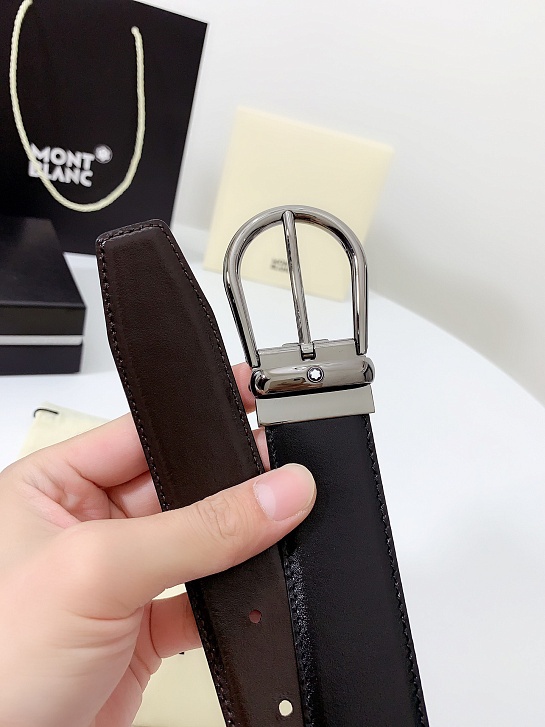 Двусторонний кожаный ремень Montblanc Premium (ширина 3.5 см)