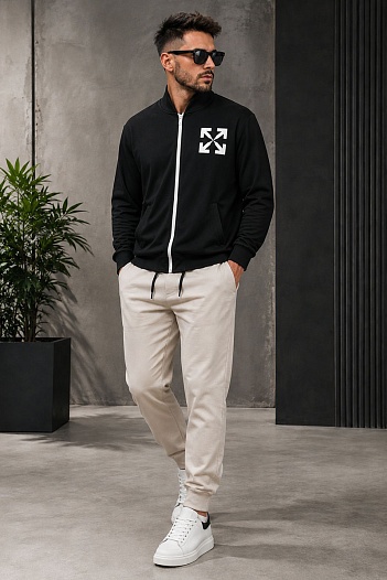 Мужская чёрная кофта Off-White Arrow logo-print   