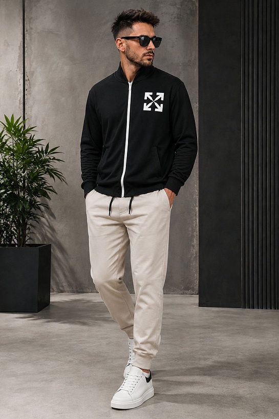 Мужская чёрная кофта Off-White Arrow logo-print