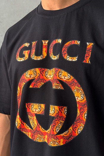 Оверсайз футболка Gucci чёрного цвета   