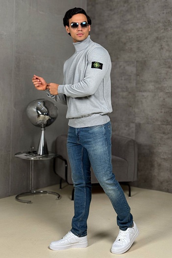 Водолазка серого цвета Stone Island compass-patch   