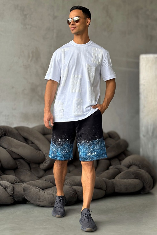 Мужские чёрные шорты Amiri paint splatter