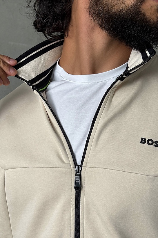 Кофта на молнии бежевого цвета Hugo Boss
