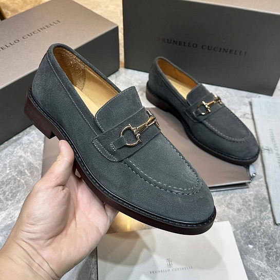 Замшевые лоферы Brunello Cucinelli Premium - Grey