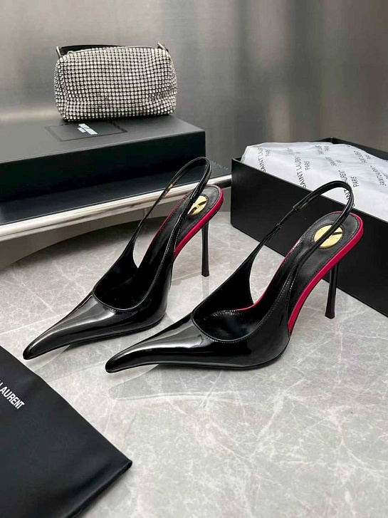 Женские кожаные туфли на каблуке Yves Saint Laurent premium