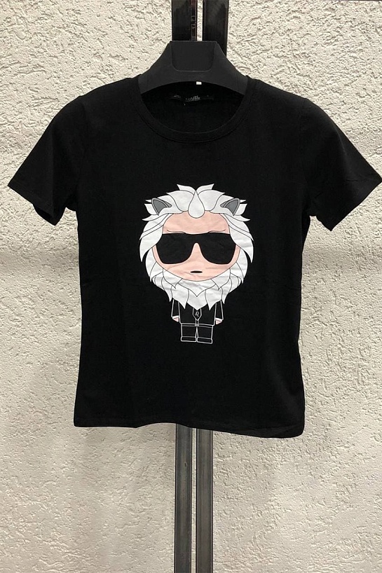 Женская чёрная футболка Karl Lagerfeld "Leo"