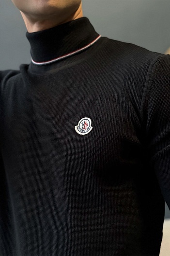 Чёрная кофта с высоким воротником Moncler logo-patch   