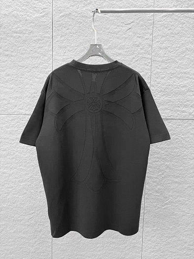 Чёрная оверсайз футболка Chrome Hearts premium   