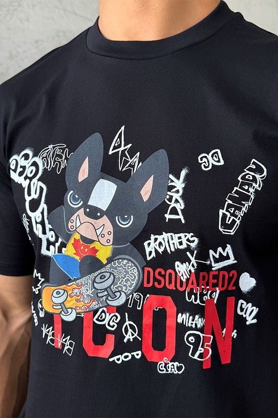 Чёрная оверсайз футболка Dsquared2 graffiti-print