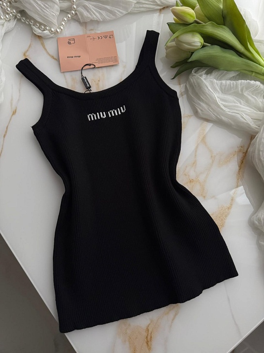 Чёрный женский топ MIU MIU