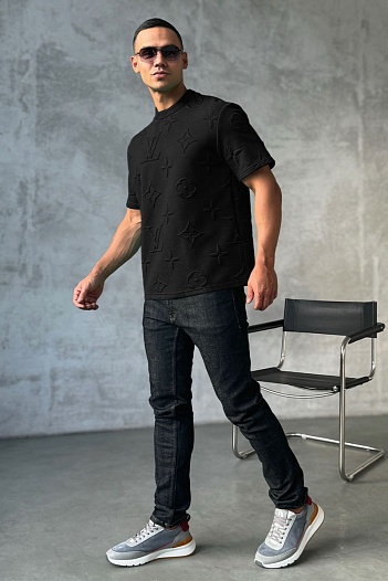 Оверсайз футболка Louis Vuitton Embossed Monogram - Black   