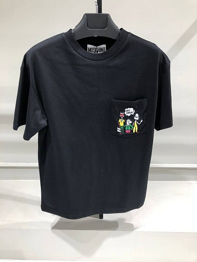 Чёрная оверсайз футболка Moschino embroidered   