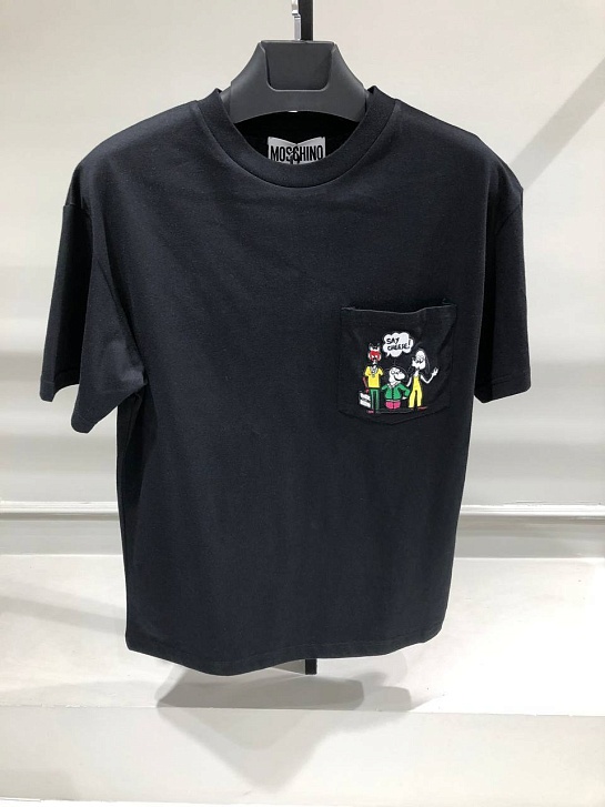 Чёрная оверсайз футболка Moschino embroidered