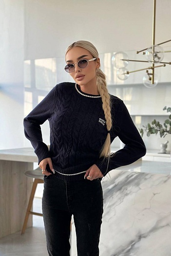 Женский синий свитер MIU MIU   