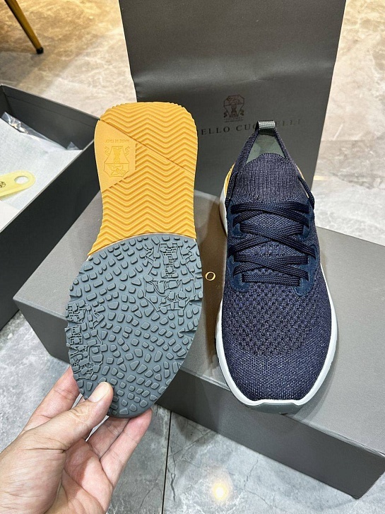 Текстильные кроссовки Brunello Cucinelli синего цвета