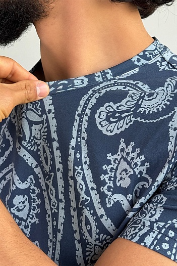 Синяя футболка с узором пейсли Etro Premium   
