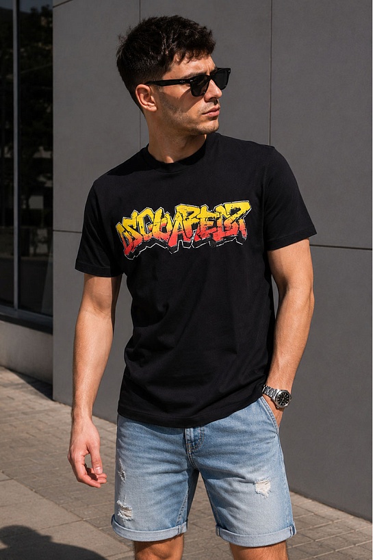 Мужская чёрная футболка Dsquared2 logo-print