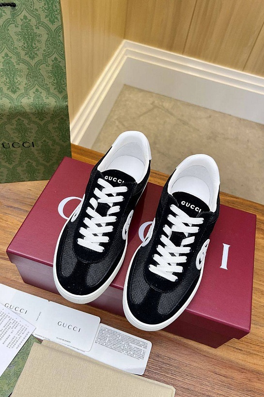Женские замшевые кеды Gucci Premium - Black