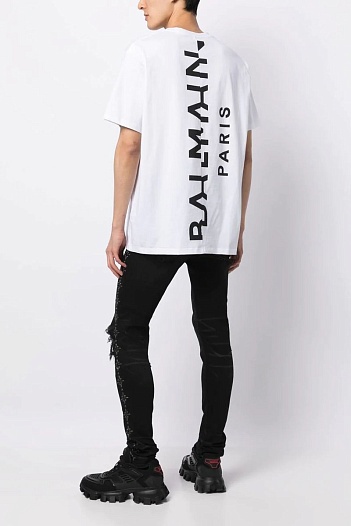 Футболка белого цвета Balmain Paris logo-print   